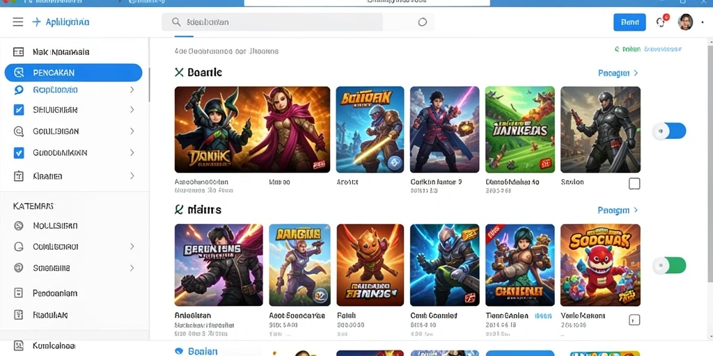 Tampilan utama aplikasi dengan grafik yang menarik.